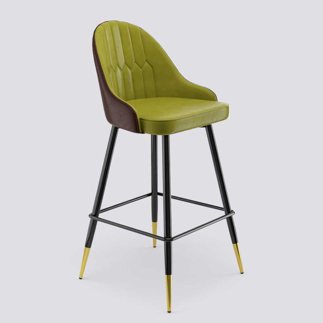 Valiant Bar Stool In Powder Coated + Gold Caps Metal Base | 627