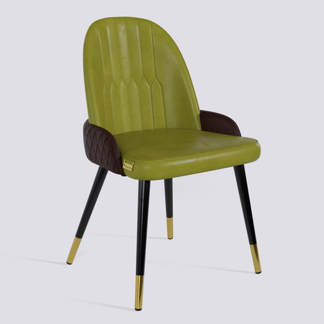 Birken Dining Chair In Powder Coated + Gold Caps Metal Base | 493