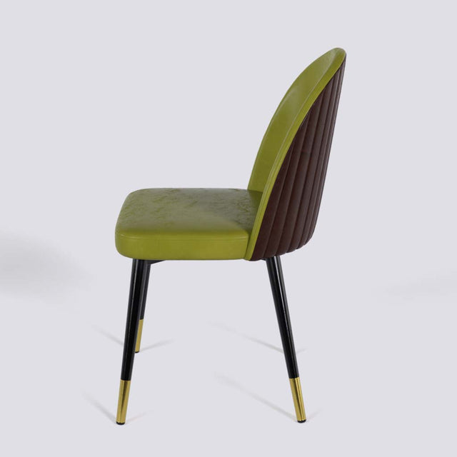 Regal Dining Chair In Powder Coated + Gold Caps Metal Base | 485