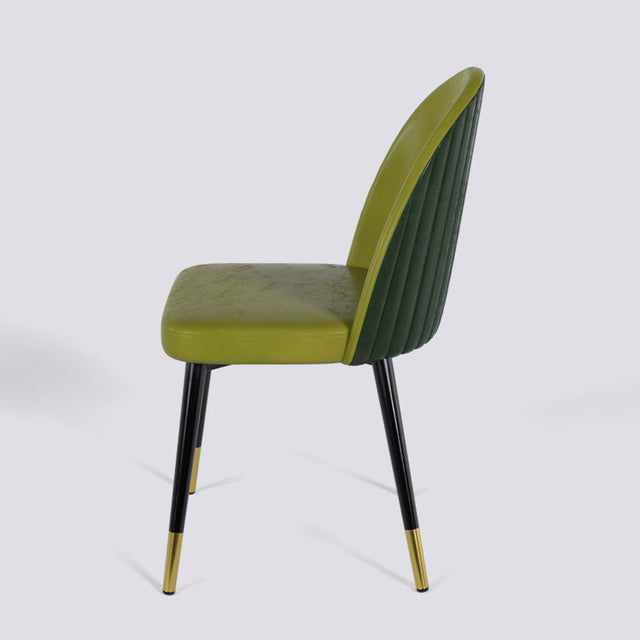 Regal Dining Chair In Powder Coated + Gold Caps Metal Base | 485