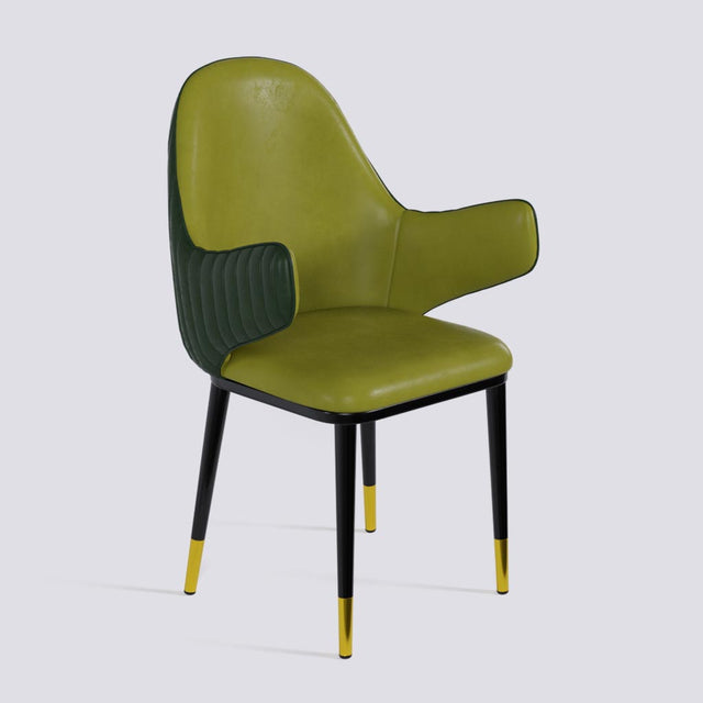 Hugzi Dining Chair In Powder Coated + Gold Caps Metal Base | 492