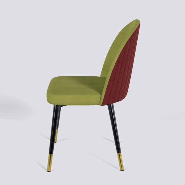 Regal Dining Chair In Powder Coated + Gold Caps Metal Base | 485