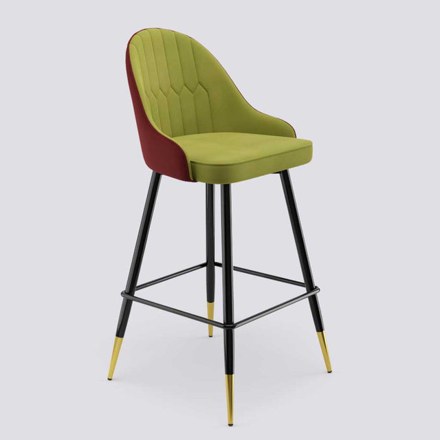 Valiant Bar Stool In Powder Coated + Gold Caps Metal Base | 627