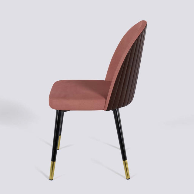 Regal Dining Chair In Powder Coated + Gold Caps Metal Base | 485