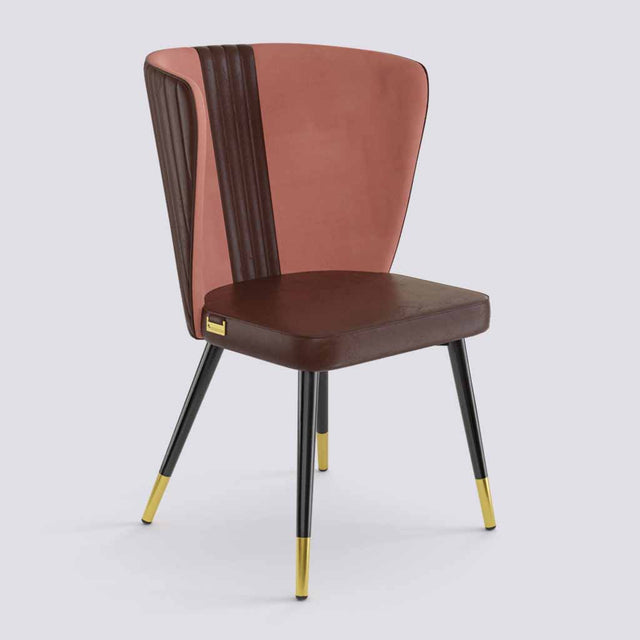 Wrap Dining Chair In Powder Coated + Gold Caps Metal Base | 490