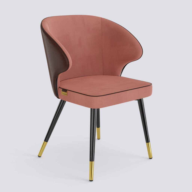 Rocky Dining Chair in Powder Coated + Gold Caps Metal Base | 494