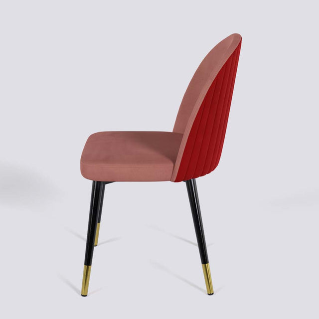 Regal Dining Chair In Powder Coated + Gold Caps Metal Base | 485
