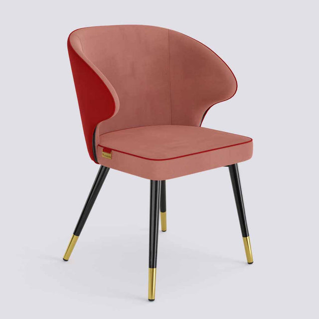 Rocky Dining Chair in Powder Coated + Gold Caps Metal Base | 494