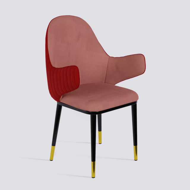 Hugzi Dining Chair In Powder Coated + Gold Caps Metal Base | 492