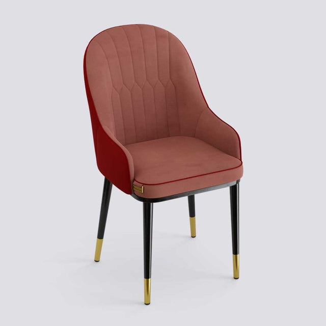 Dining Chair In Powder Coated + Gold Caps Metal Base | 405