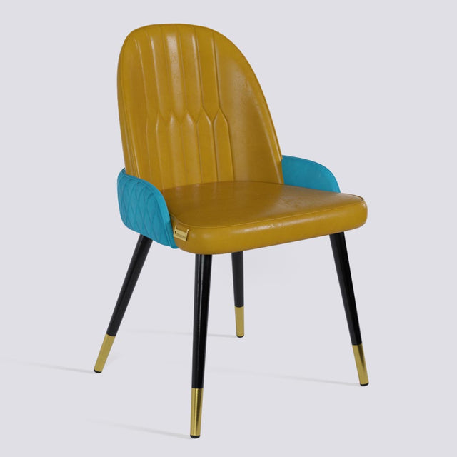 Birken Dining Chair In Powder Coated + Gold Caps Metal Base | 493