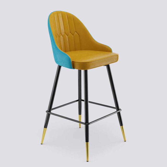 Valiant Bar Stool In Powder Coated + Gold Caps Metal Base | 627
