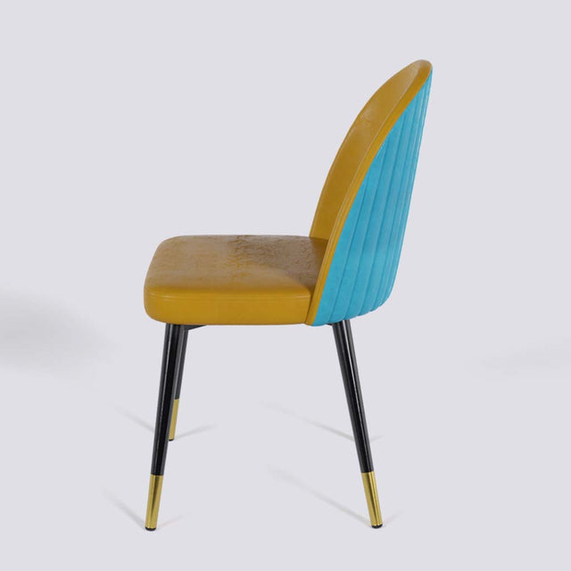 Regal Dining Chair In Powder Coated + Gold Caps Metal Base | 485