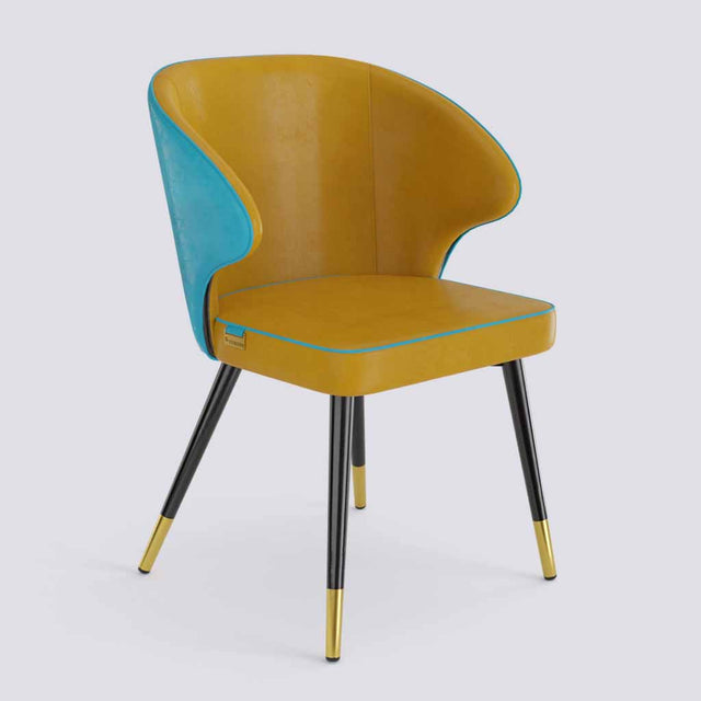 Rocky Dining Chair in Powder Coated + Gold Caps Metal Base | 494