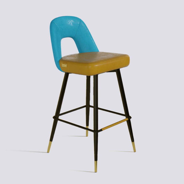 Bridge Bar Stool In Powder Coated + Gold Caps Metal Base | 604