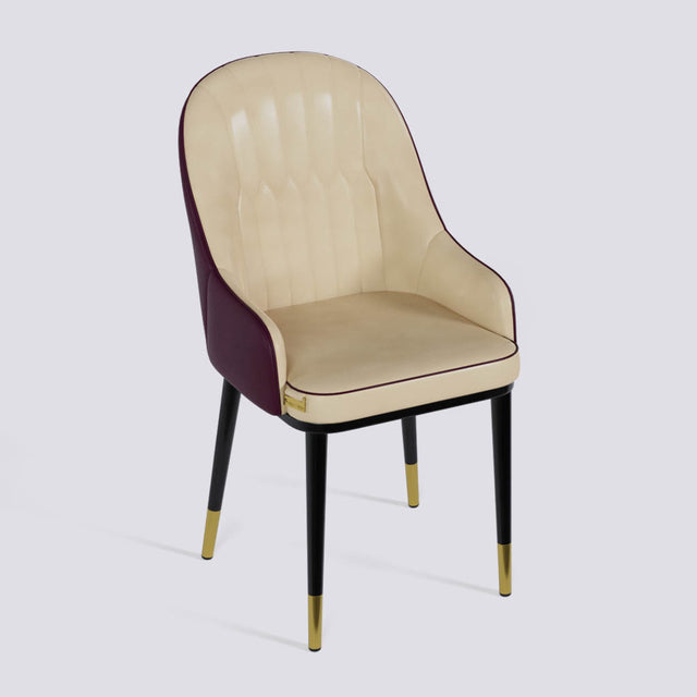 Dining Chair In Powder Coated + Gold Caps Metal Base | 405