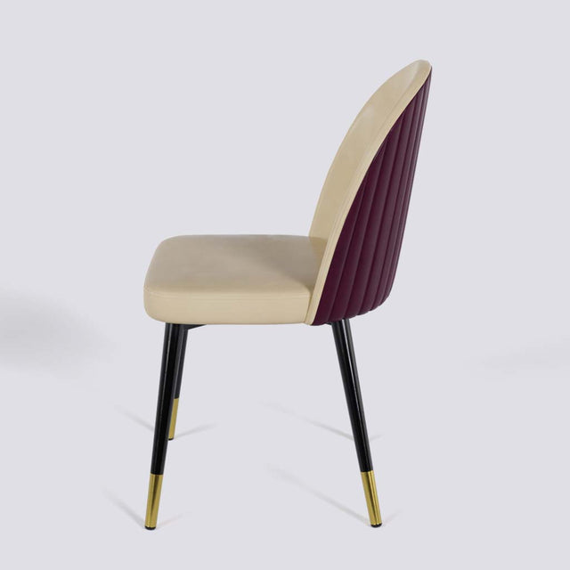Regal Dining Chair In Powder Coated + Gold Caps Metal Base | 485