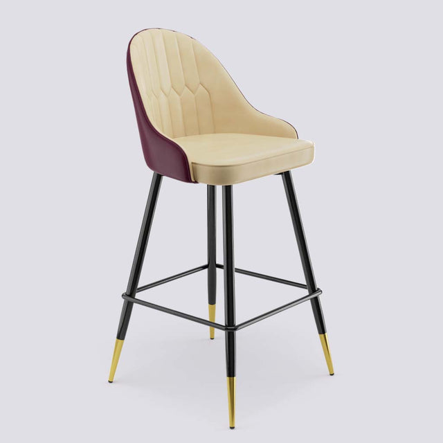 Valiant Bar Stool In Powder Coated + Gold Caps Metal Base | 627