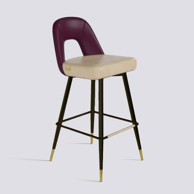 Bridge Bar Stool In Powder Coated + Gold Caps Metal Base | 604