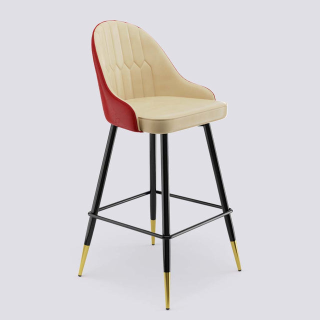Valiant Bar Stool In Powder Coated + Gold Caps Metal Base | 627