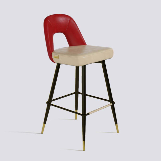 Bridge Bar Stool In Powder Coated + Gold Caps Metal Base | 604
