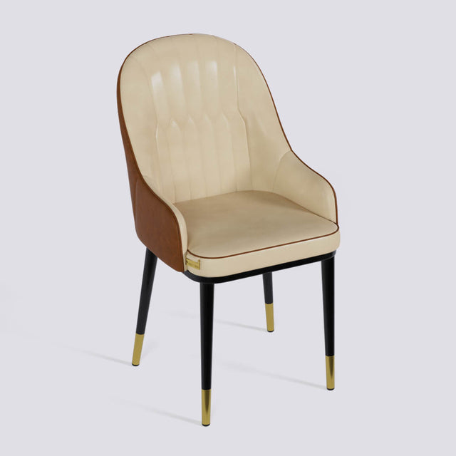 Dining Chair In Powder Coated + Gold Caps Metal Base | 405