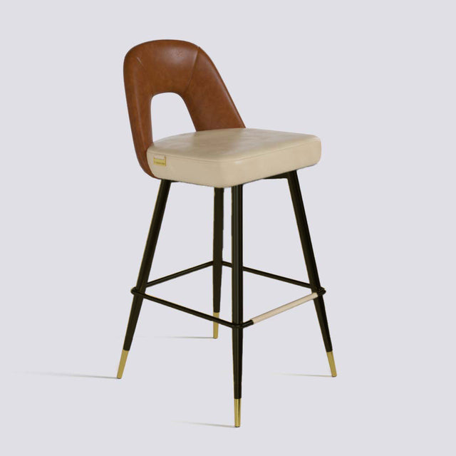 Bridge Bar Stool In Powder Coated + Gold Caps Metal Base | 604