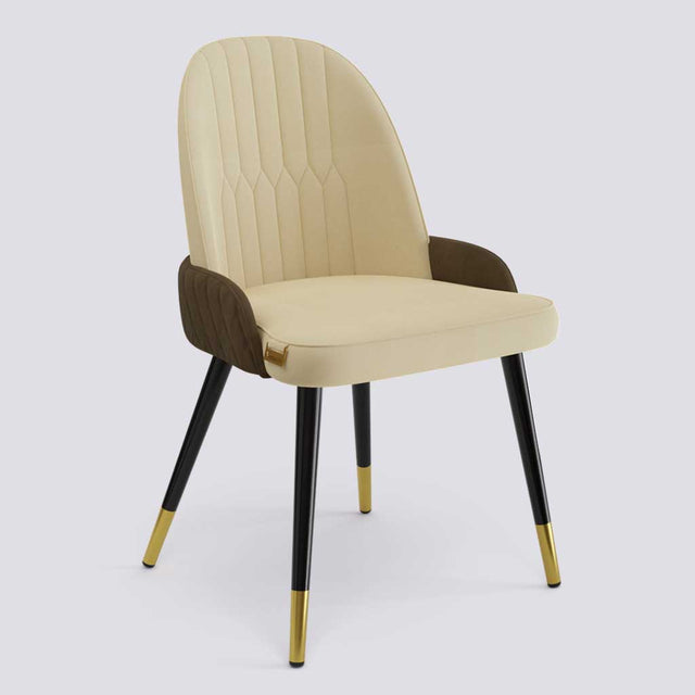 Birken Dining Chair In Powder Coated + Gold Caps Metal Base | 493