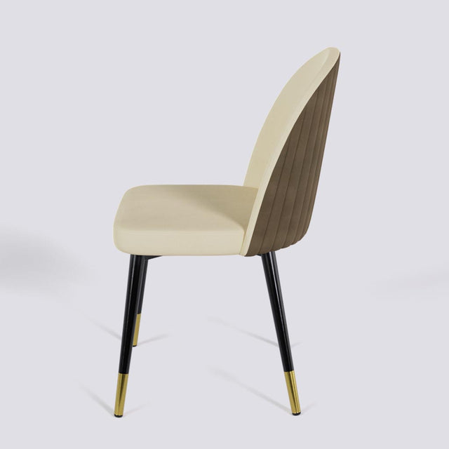 Regal Dining Chair In Powder Coated + Gold Caps Metal Base | 485