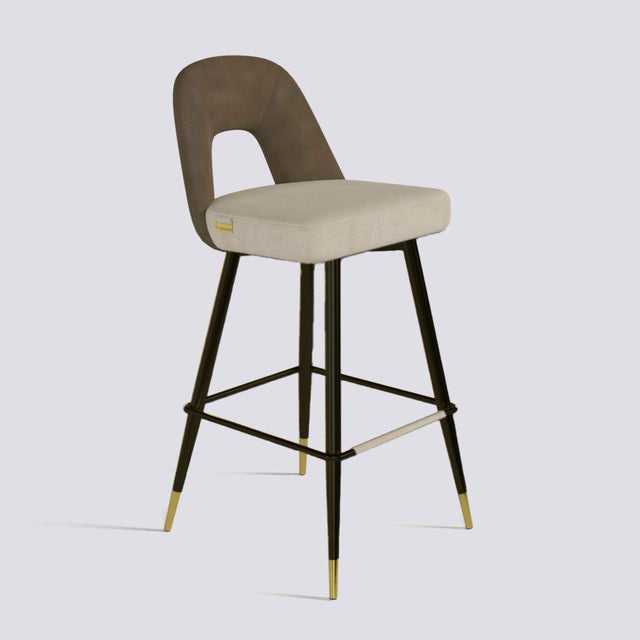 Bridge Bar Stool In Powder Coated + Gold Caps Metal Base | 604