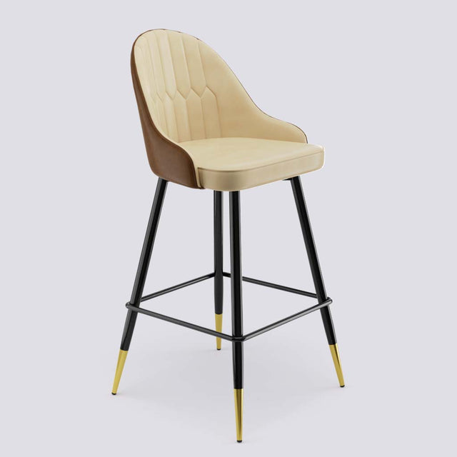 Valiant Bar Stool In Powder Coated + Gold Caps Metal Base | 627