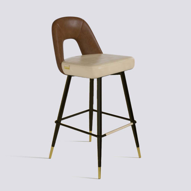 Bridge Bar Stool In Powder Coated + Gold Caps Metal Base | 604
