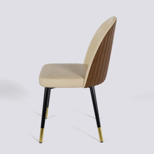 Regal Dining Chair In Powder Coated + Gold Caps Metal Base | 485