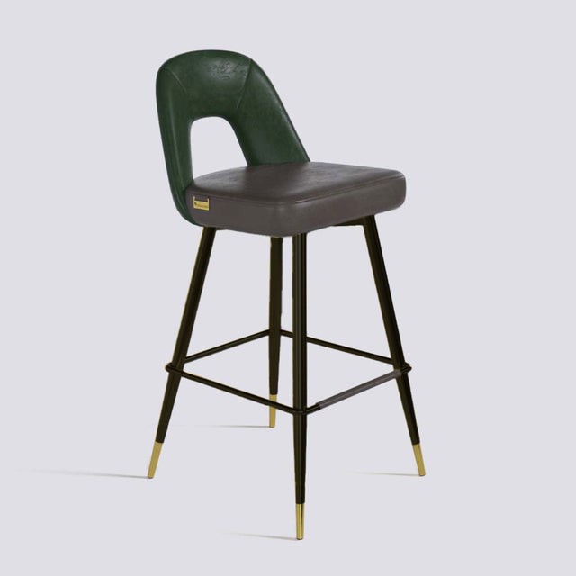 Bridge Bar Stool In Powder Coated + Gold Caps Metal Base | 604