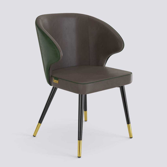 Rocky Dining Chair in Powder Coated + Gold Caps Metal Base | 494