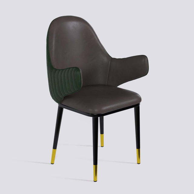 Hugzi Dining Chair In Powder Coated + Gold Caps Metal Base | 492