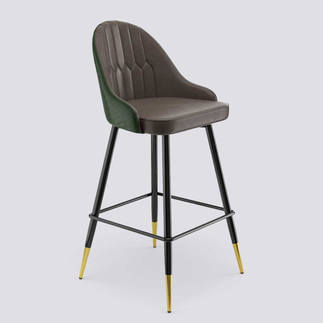 Valiant Bar Stool In Powder Coated + Gold Caps Metal Base | 627