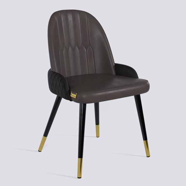 Birken Dining Chair In Powder Coated + Gold Caps Metal Base | 493