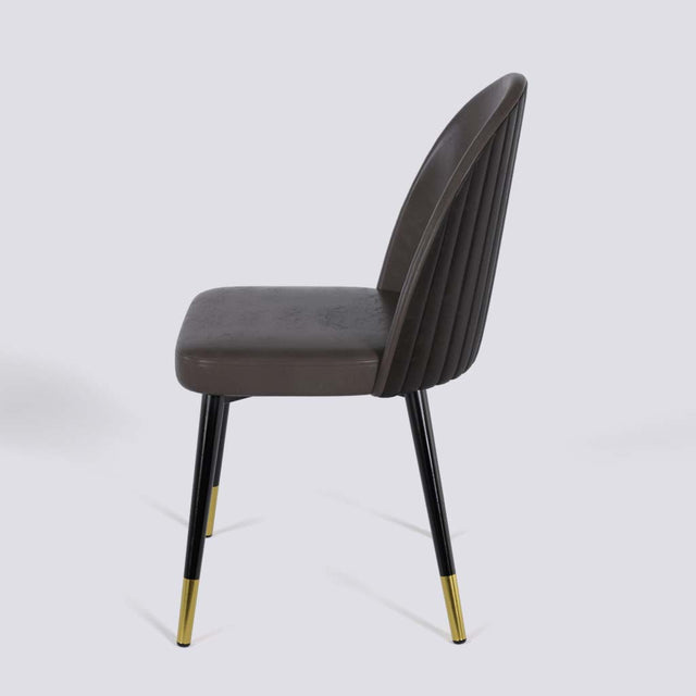 Regal Dining Chair In Powder Coated + Gold Caps Metal Base | 485