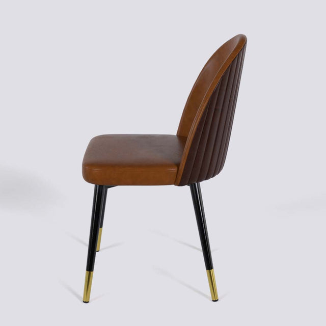 Regal Dining Chair In Powder Coated + Gold Caps Metal Base | 485
