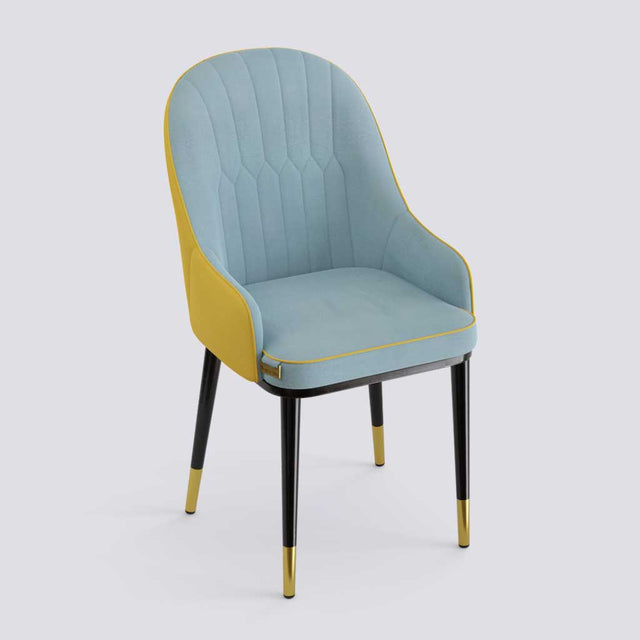 Dining Chair In Powder Coated + Gold Caps Metal Base | 405