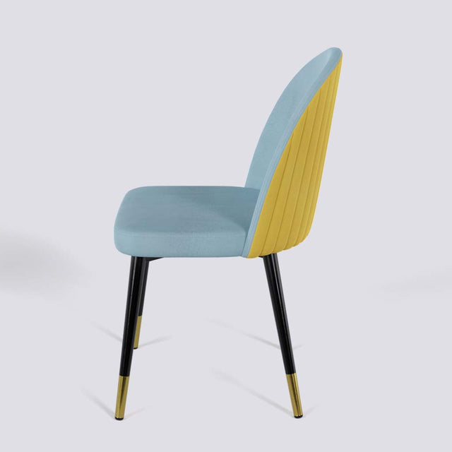 Regal Dining Chair In Powder Coated + Gold Caps Metal Base | 485
