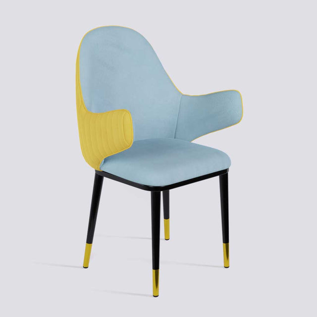 Hugzi Dining Chair In Powder Coated + Gold Caps Metal Base | 492