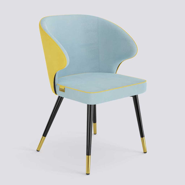 Rocky Dining Chair in Powder Coated + Gold Caps Metal Base | 494