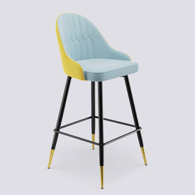 Valiant Bar Stool In Powder Coated + Gold Caps Metal Base | 627
