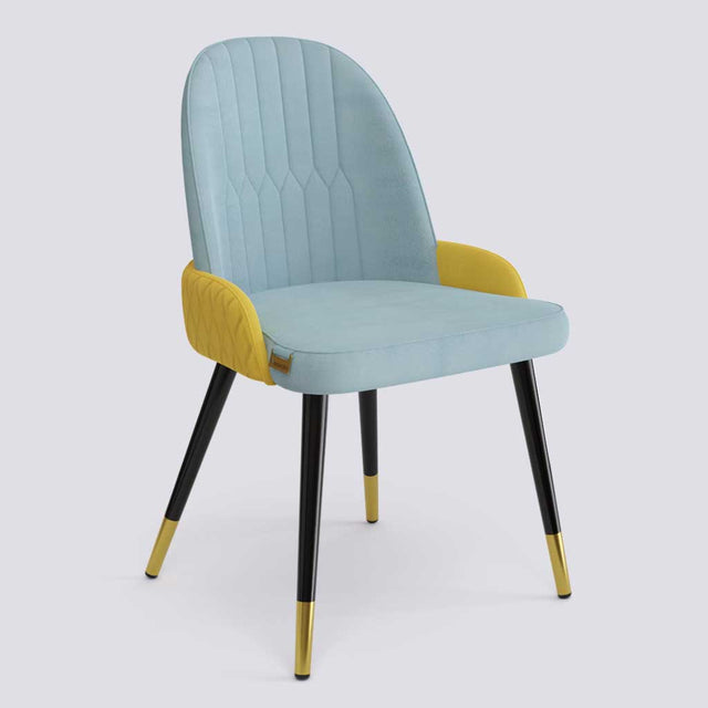 Birken Dining Chair In Powder Coated + Gold Caps Metal Base | 493