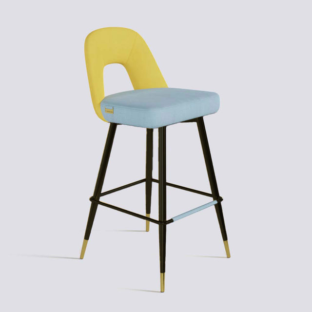 Bridge Bar Stool In Powder Coated + Gold Caps Metal Base | 604