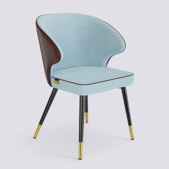 Rocky Dining Chair in Powder Coated + Gold Caps Metal Base | 494