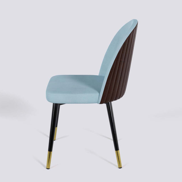 Regal Dining Chair In Powder Coated + Gold Caps Metal Base | 485