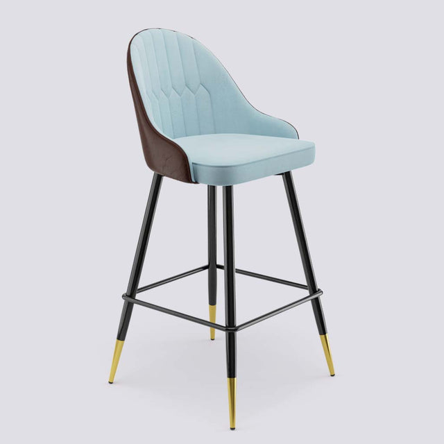 Valiant Bar Stool In Powder Coated + Gold Caps Metal Base | 627